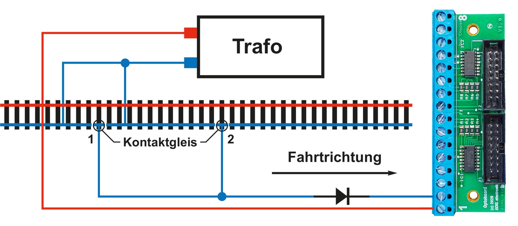 Fahrtrichtungsabhaengiges Schalten 2 ein eingang mit Diode